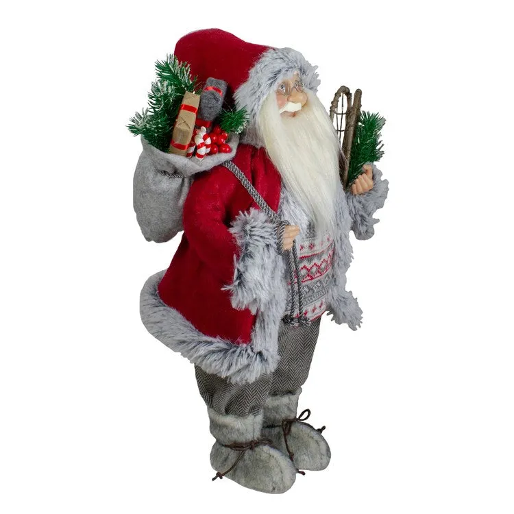 18" Standing Santa Christmas Figurine with Snow Shoes and Presents