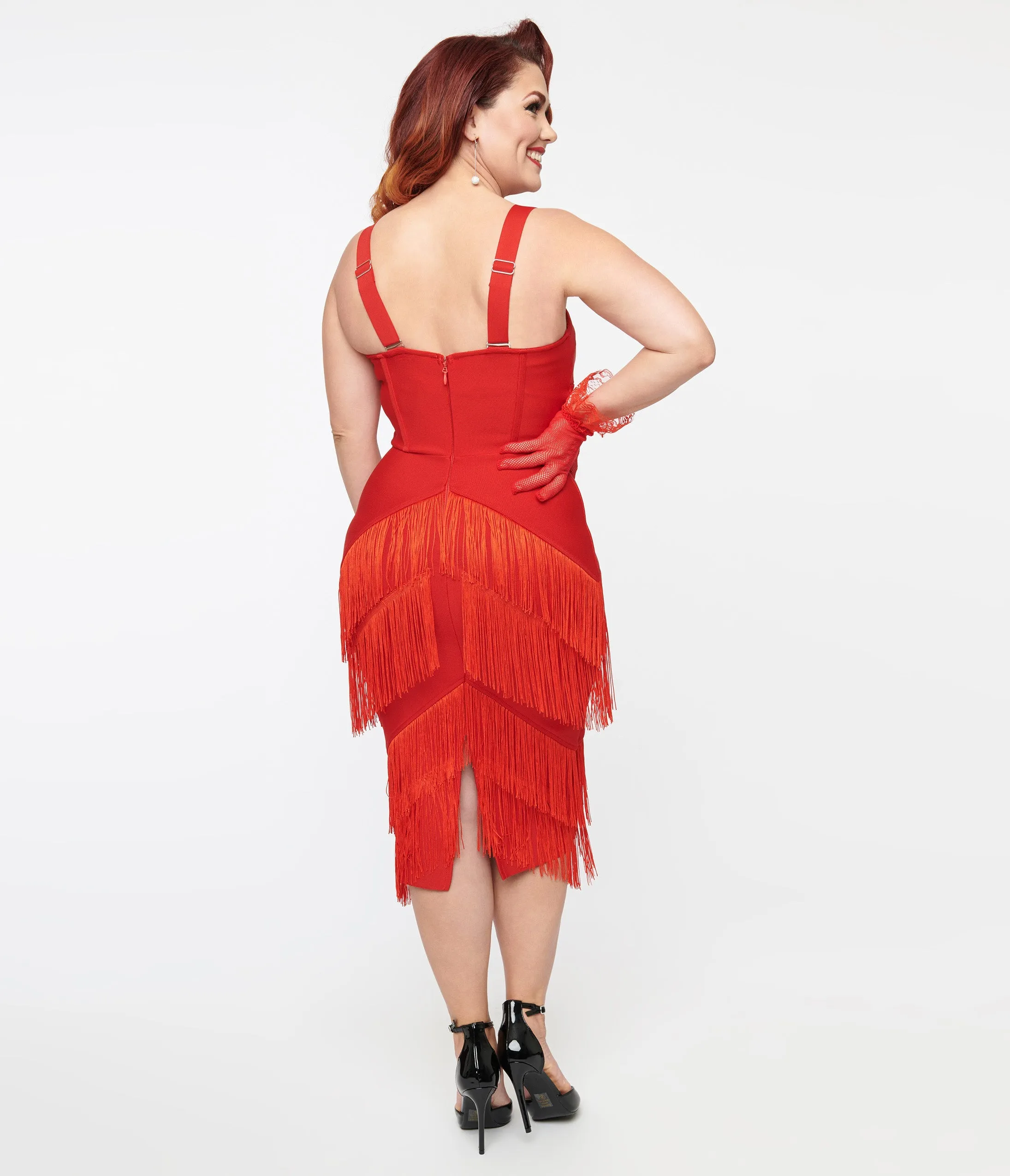 1950s Red Fringe Speakeasy Wiggle Dress