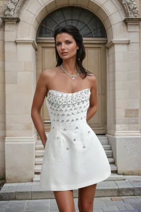 A&A Luxe White Crystal Embellished Dress