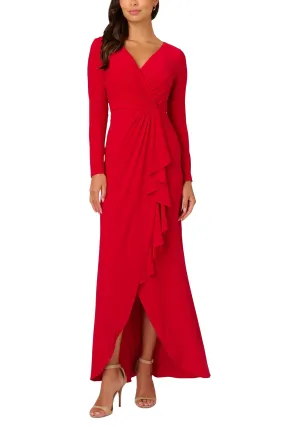 Adrianna Papell Jersey Drape Long Sleeve Dress