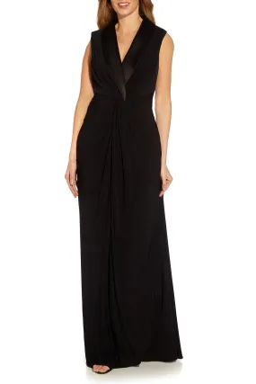 Adrianna Papell Tuxedo Matte Jersey Gown