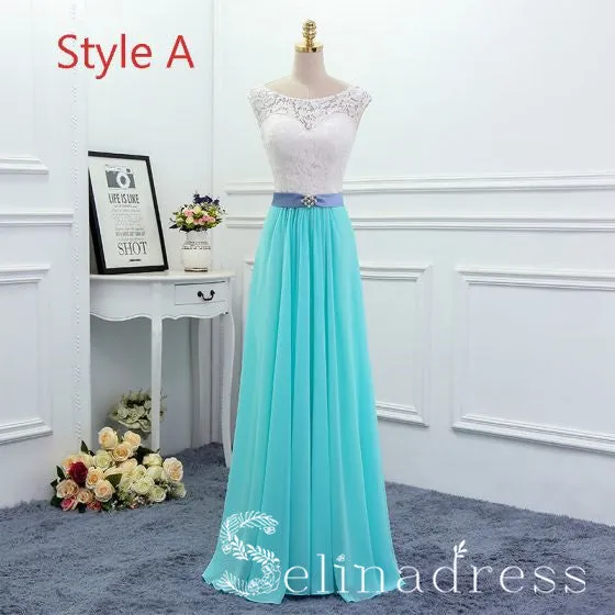 Affordable Jade Green Cheap Bridesmaid Dresses Pearl Sash Long Backless Wedding Party Dresses BRK004