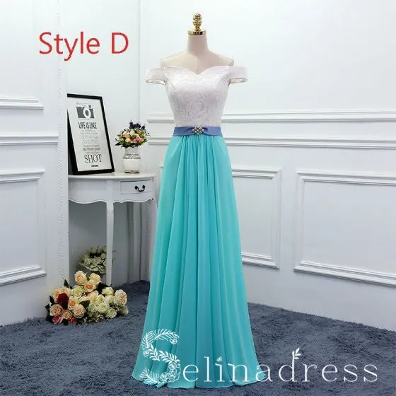 Affordable Jade Green Cheap Bridesmaid Dresses Pearl Sash Long Backless Wedding Party Dresses BRK004