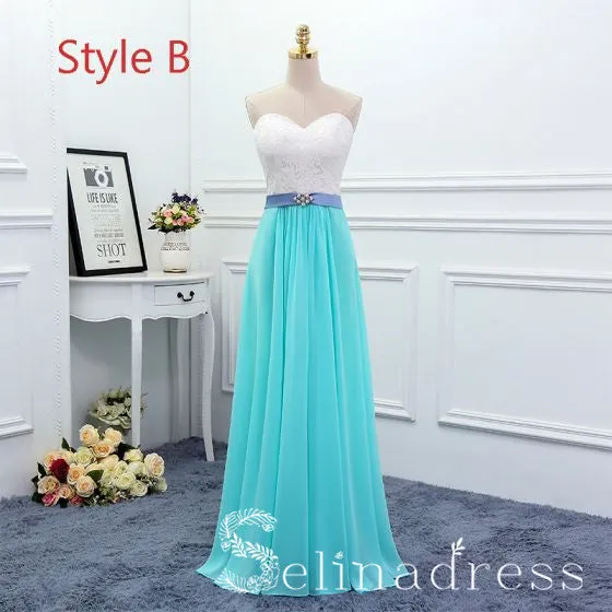 Affordable Jade Green Cheap Bridesmaid Dresses Pearl Sash Long Backless Wedding Party Dresses BRK004