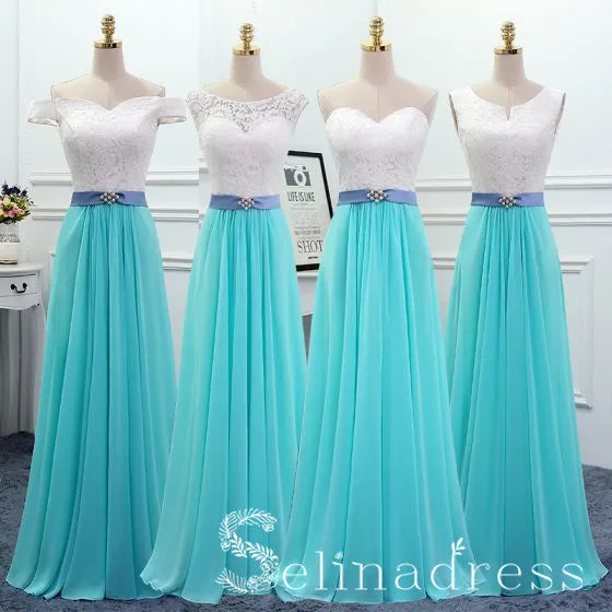 Affordable Jade Green Cheap Bridesmaid Dresses Pearl Sash Long Backless Wedding Party Dresses BRK004