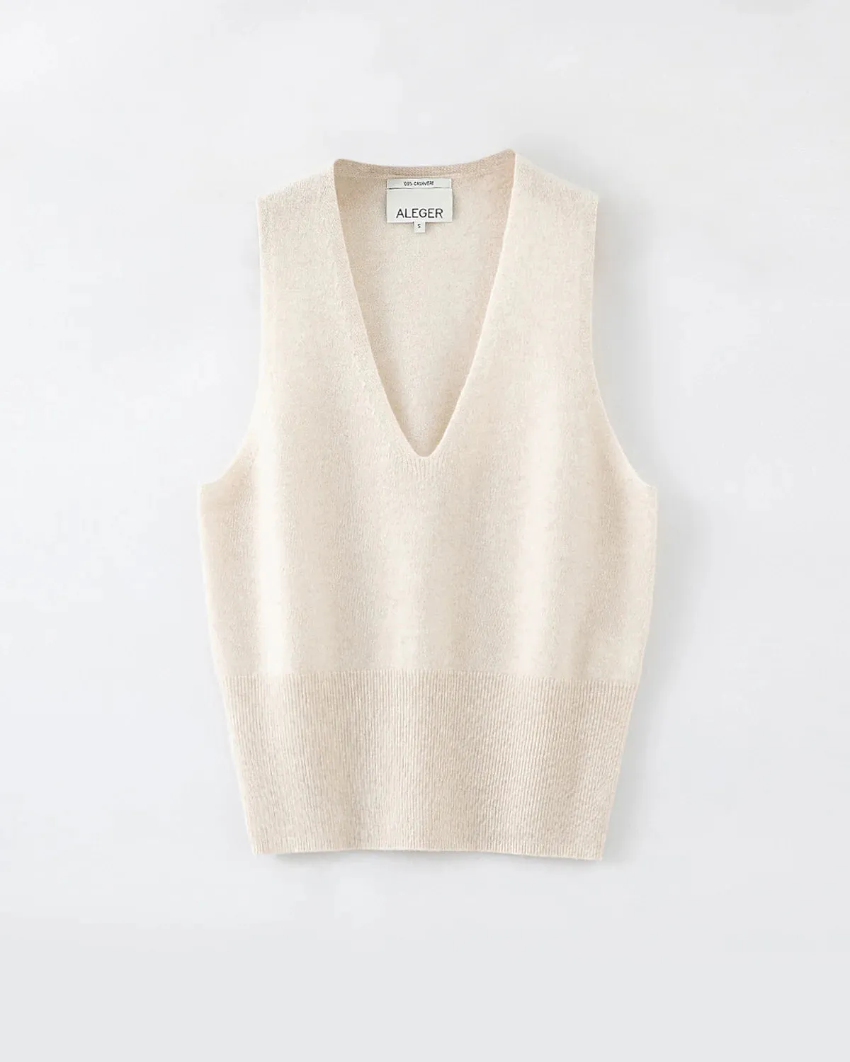 Aleger Cashmere V neck tank in Pearl Shell