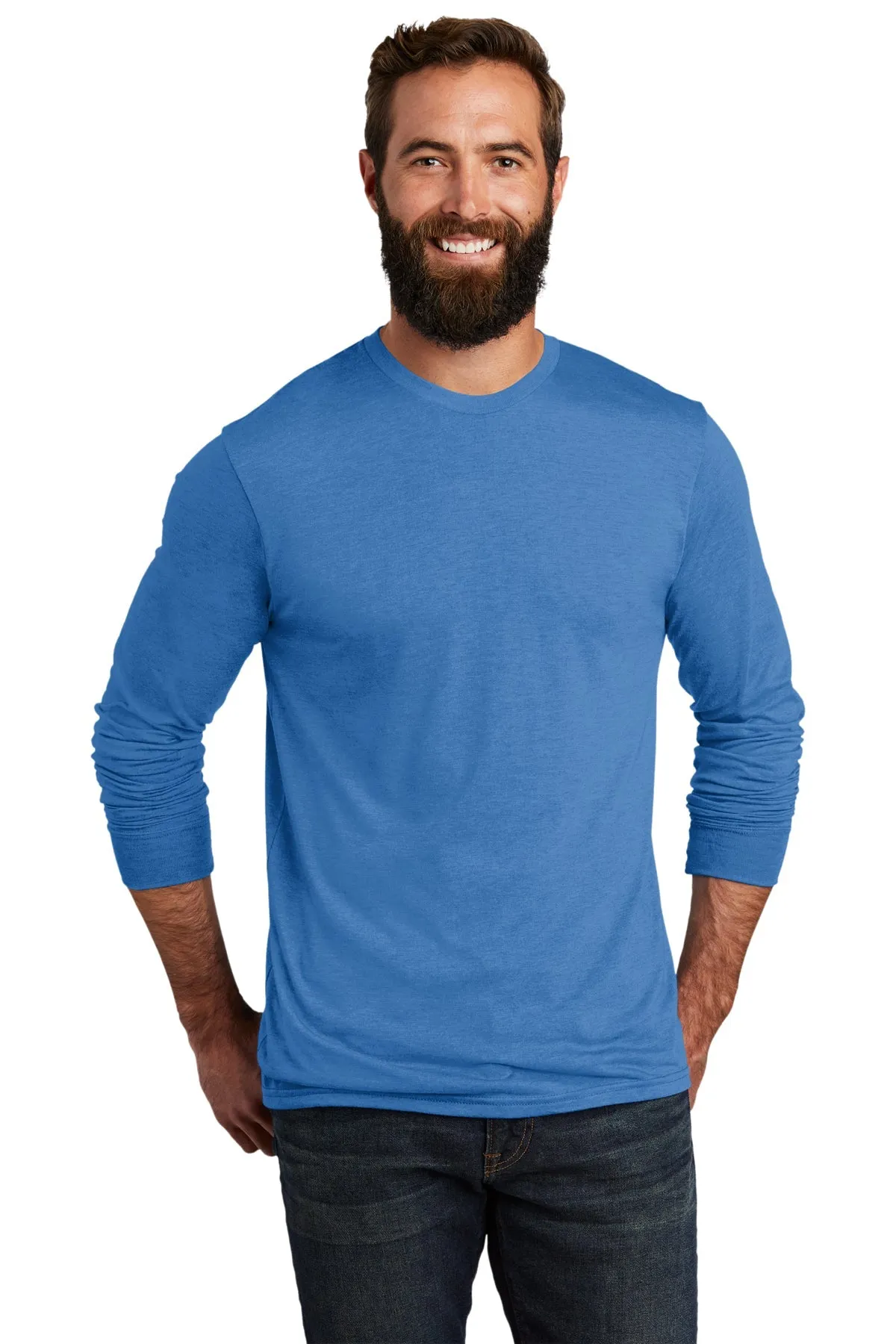 Allmade Unisex Tri-Blend Custom Long Sleeve Tee, Azure Blue