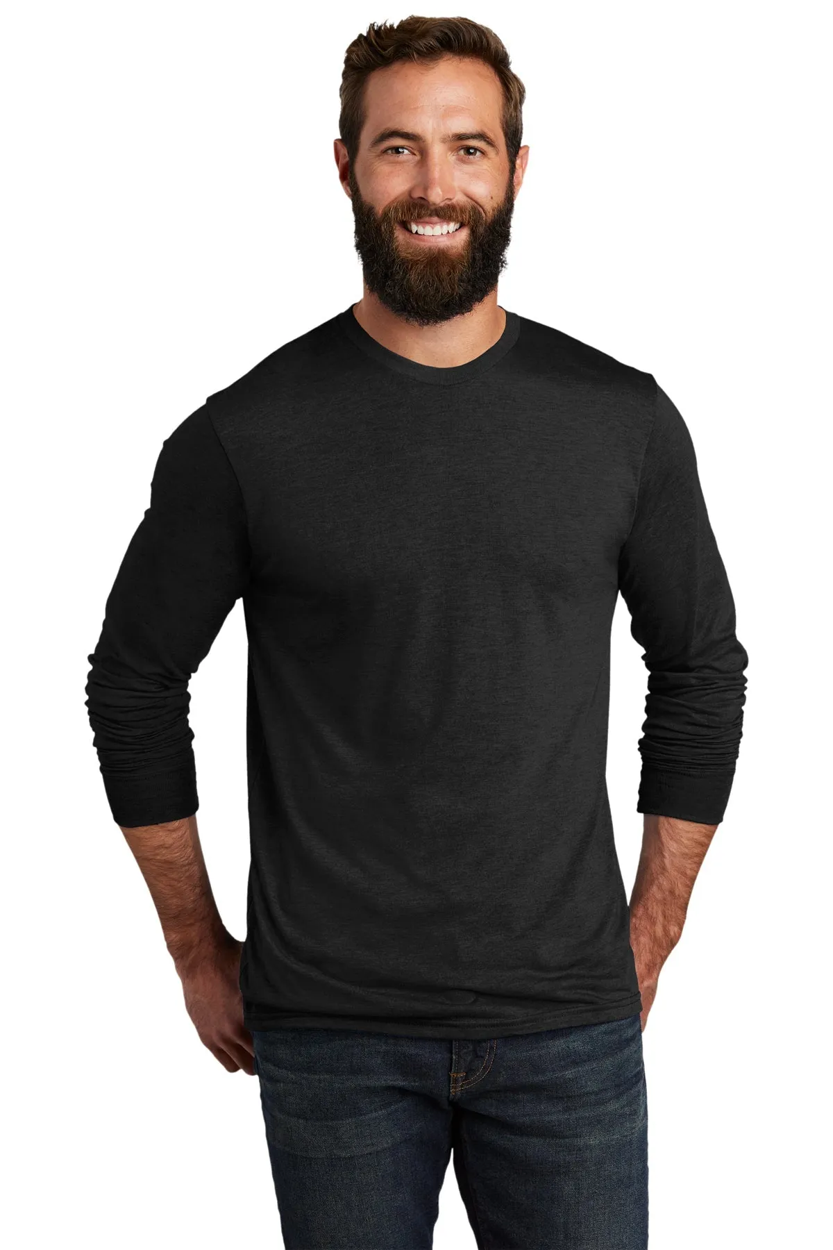 Allmade Unisex Tri-Blend Custom Long Sleeve Tee, Space Black