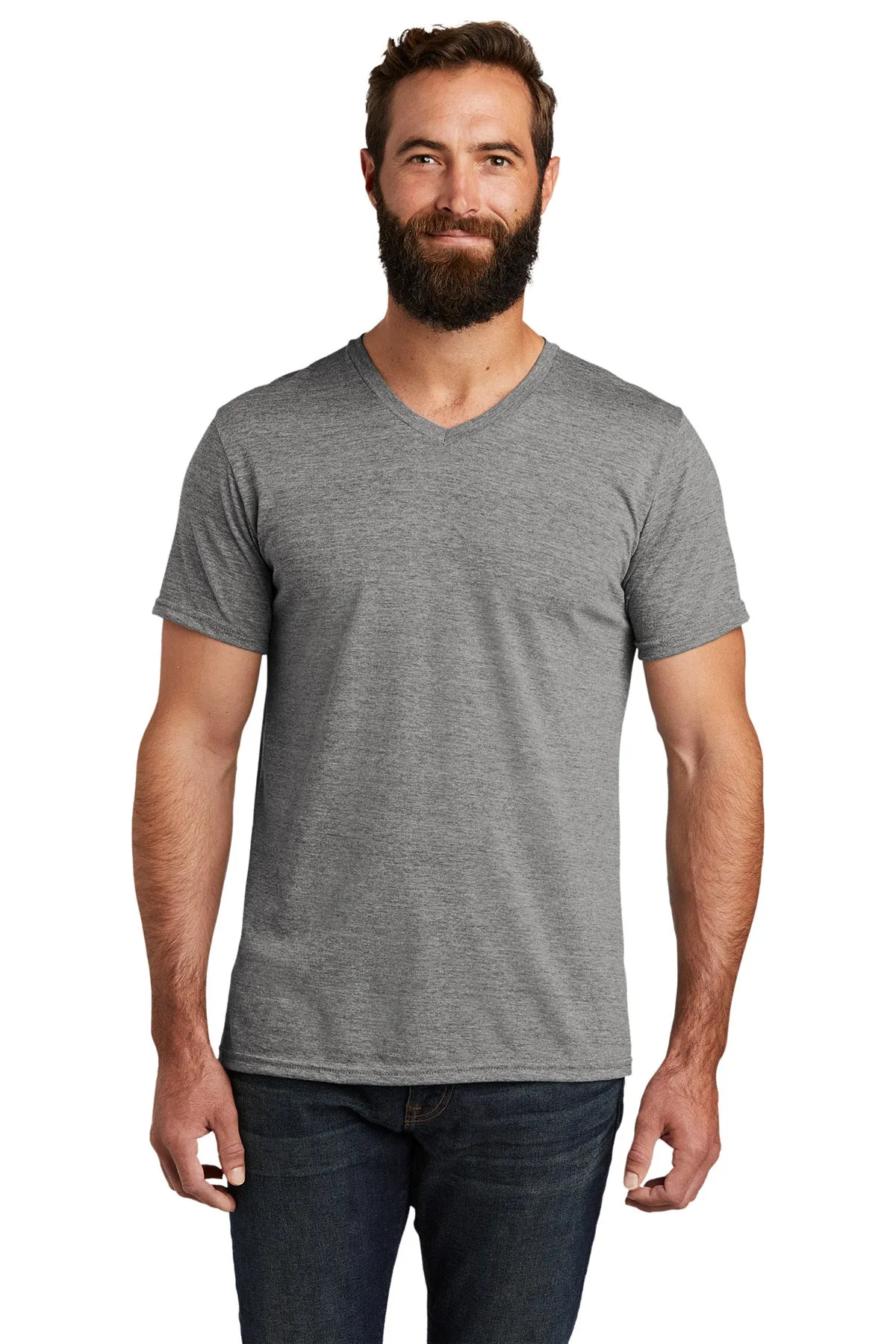 Allmade Unisex Tri-Blend Customized V-Neck Tee, Aluminum Grey