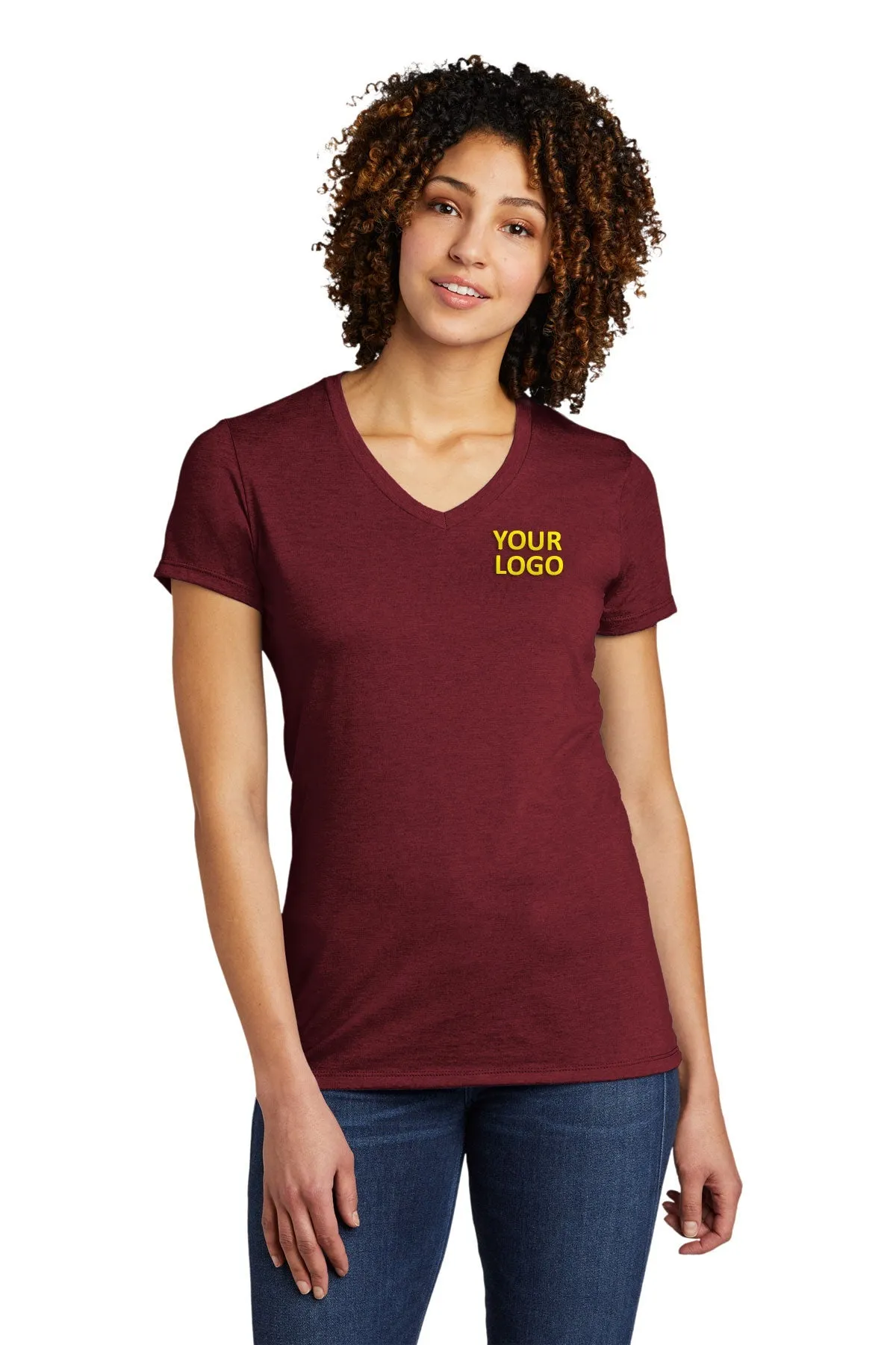 Allmade Women's Tri-Blend Branded V-Neck Tee, Vino Red