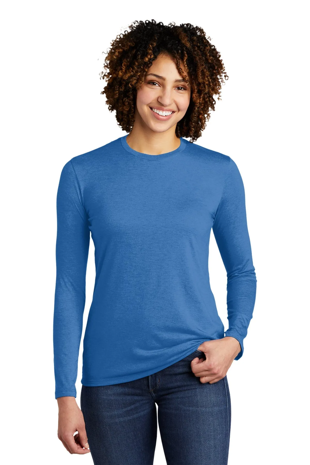 Allmade Women's Tri-Blend Custom Long Sleeve Tee, Azure Blue