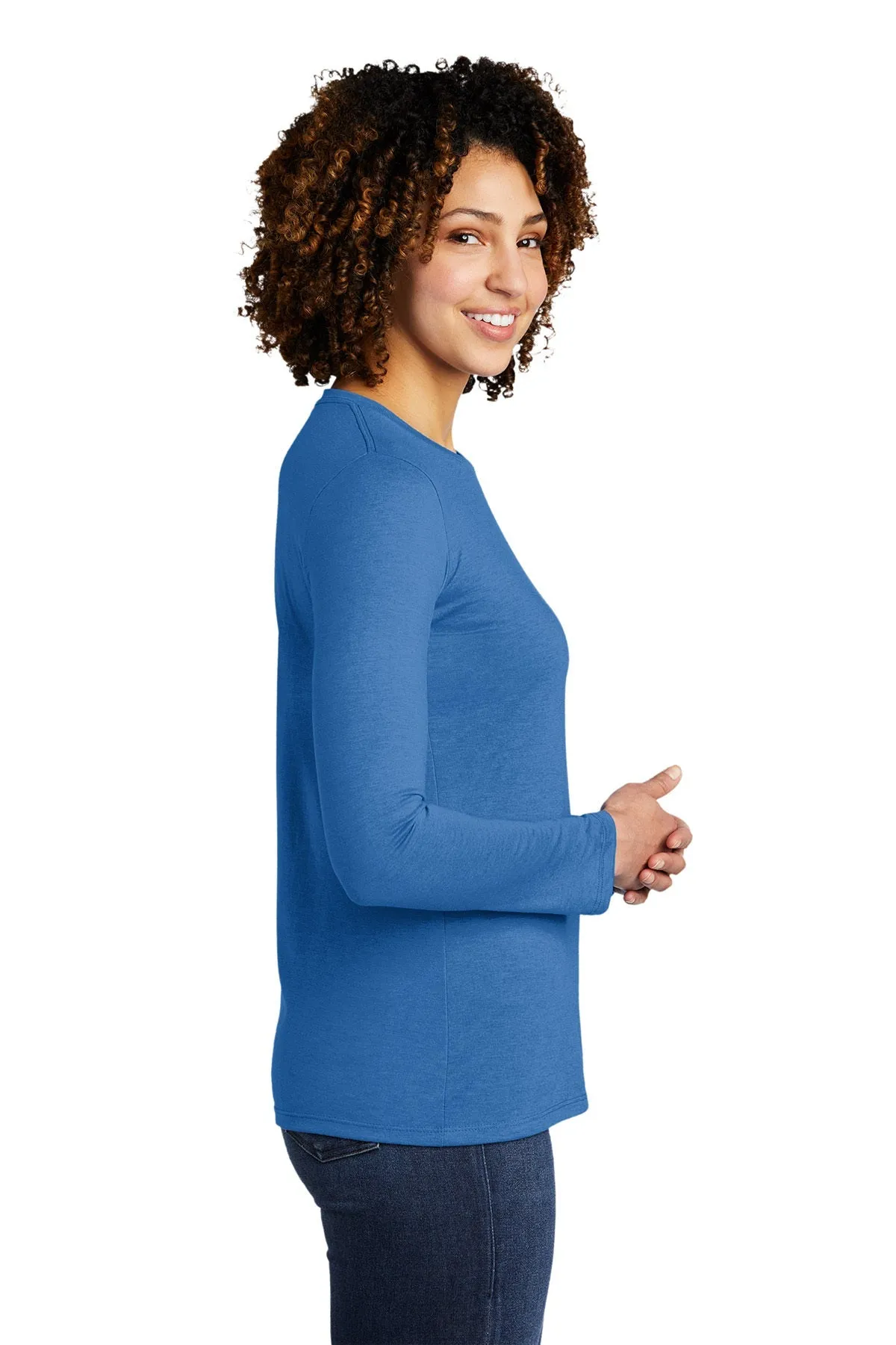 Allmade Women's Tri-Blend Custom Long Sleeve Tee, Azure Blue