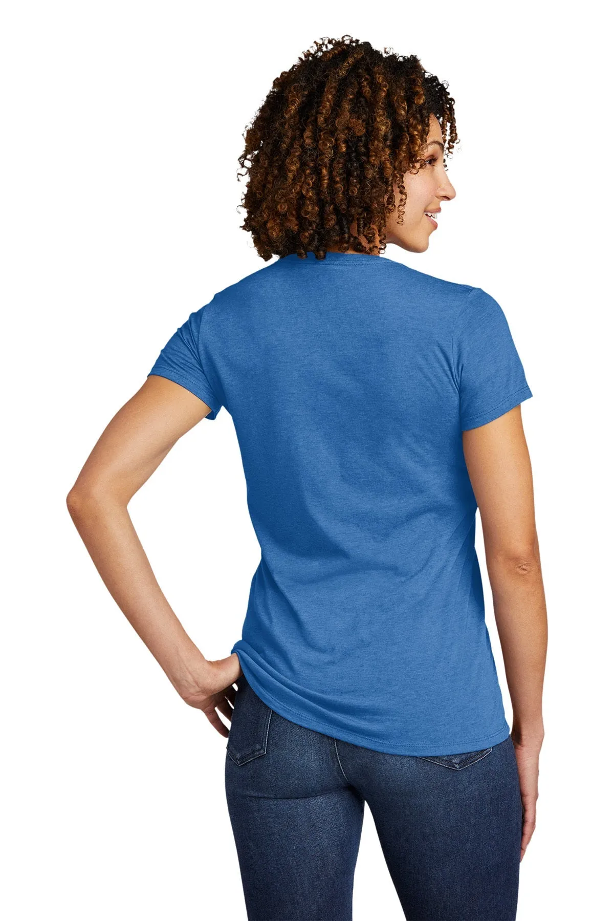 Allmade Women's Tri-Blend Custom V-Neck Tee, Azure Blue