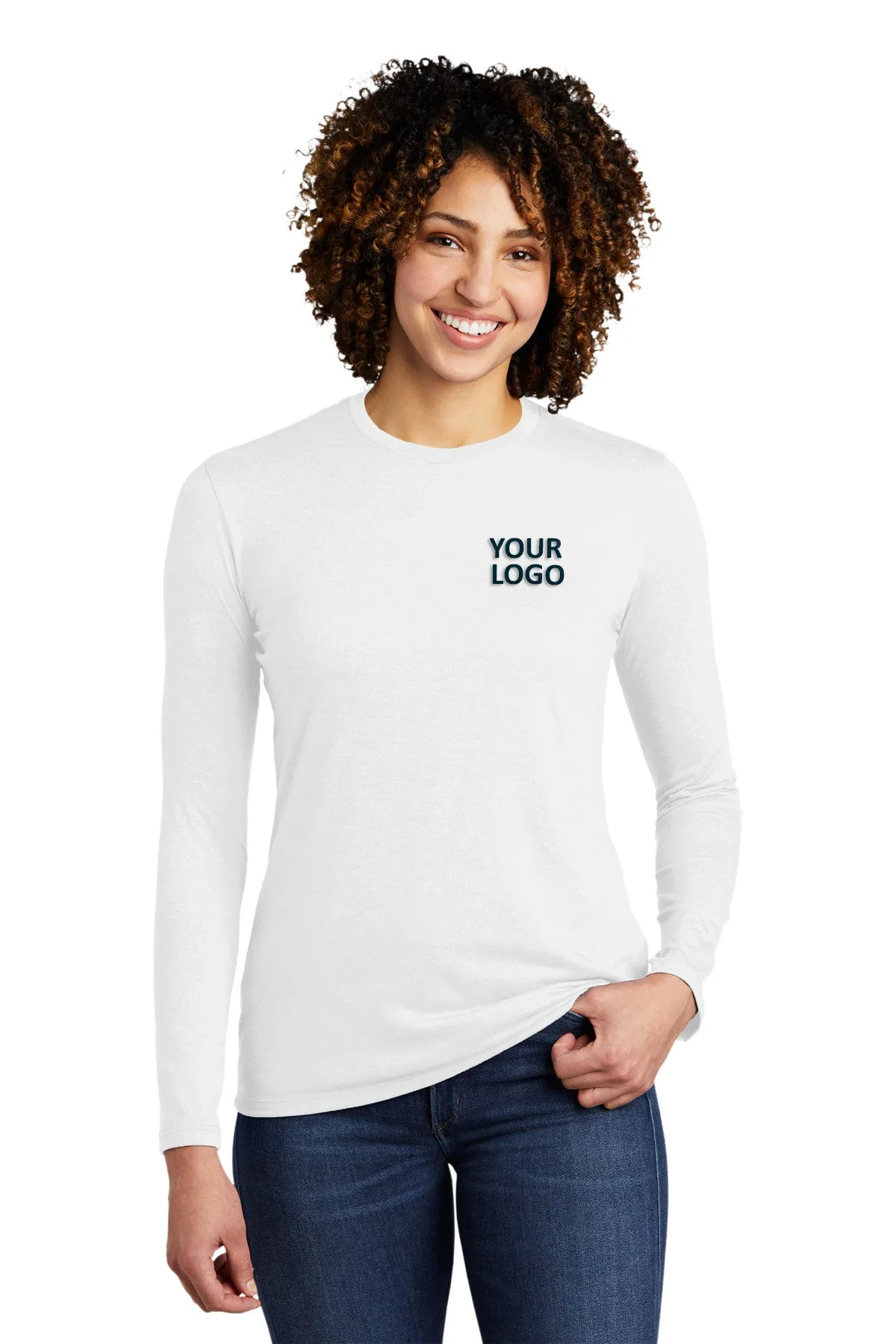 Allmade Women's Tri-Blend Customized Long Sleeve Tee, Fairly White