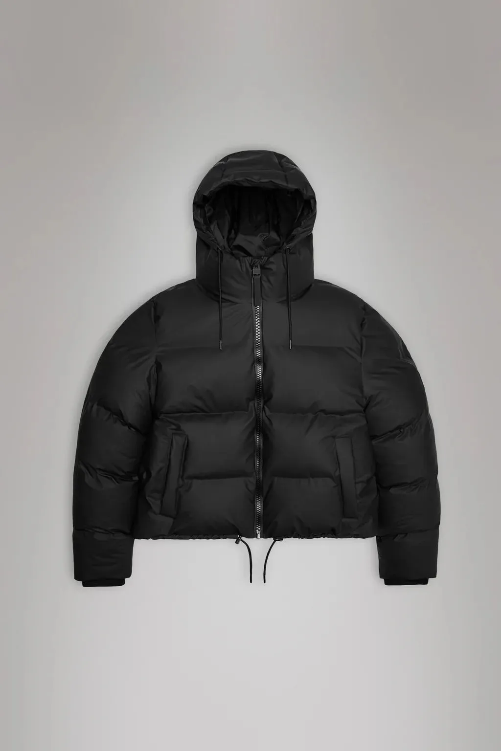 Alta Short Puffer Jacket in Black by RAINS