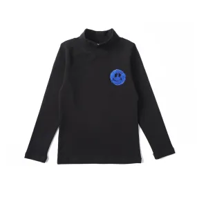 Anecdote Black Smiley Applique Mockneck