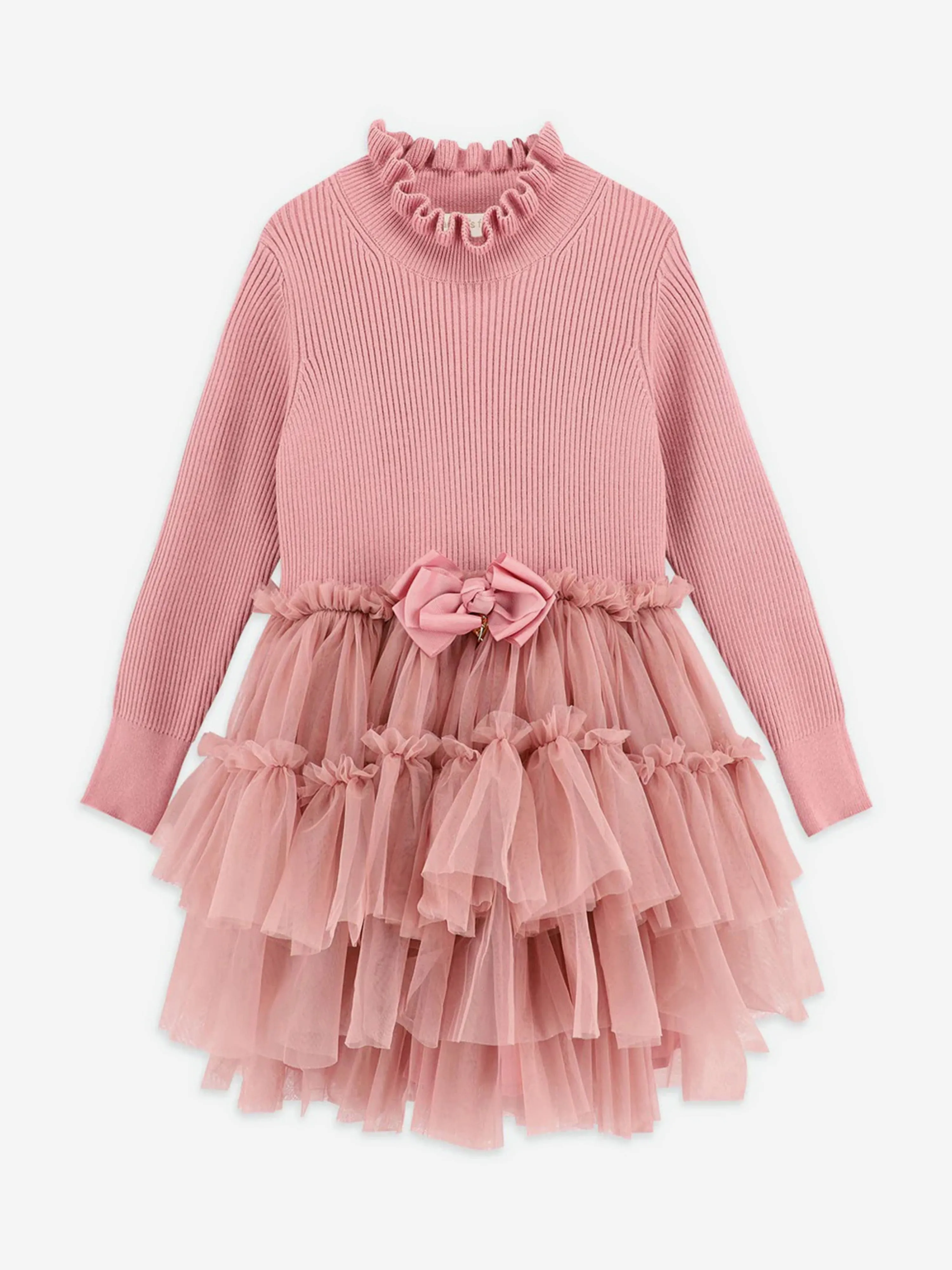 Angels Face Girls Elin Knit and Tulle Dress in Pink