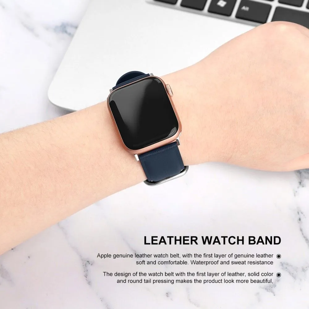 Apple Watch (41mm) cowhide genuine leather watch strap - Midnight Blue