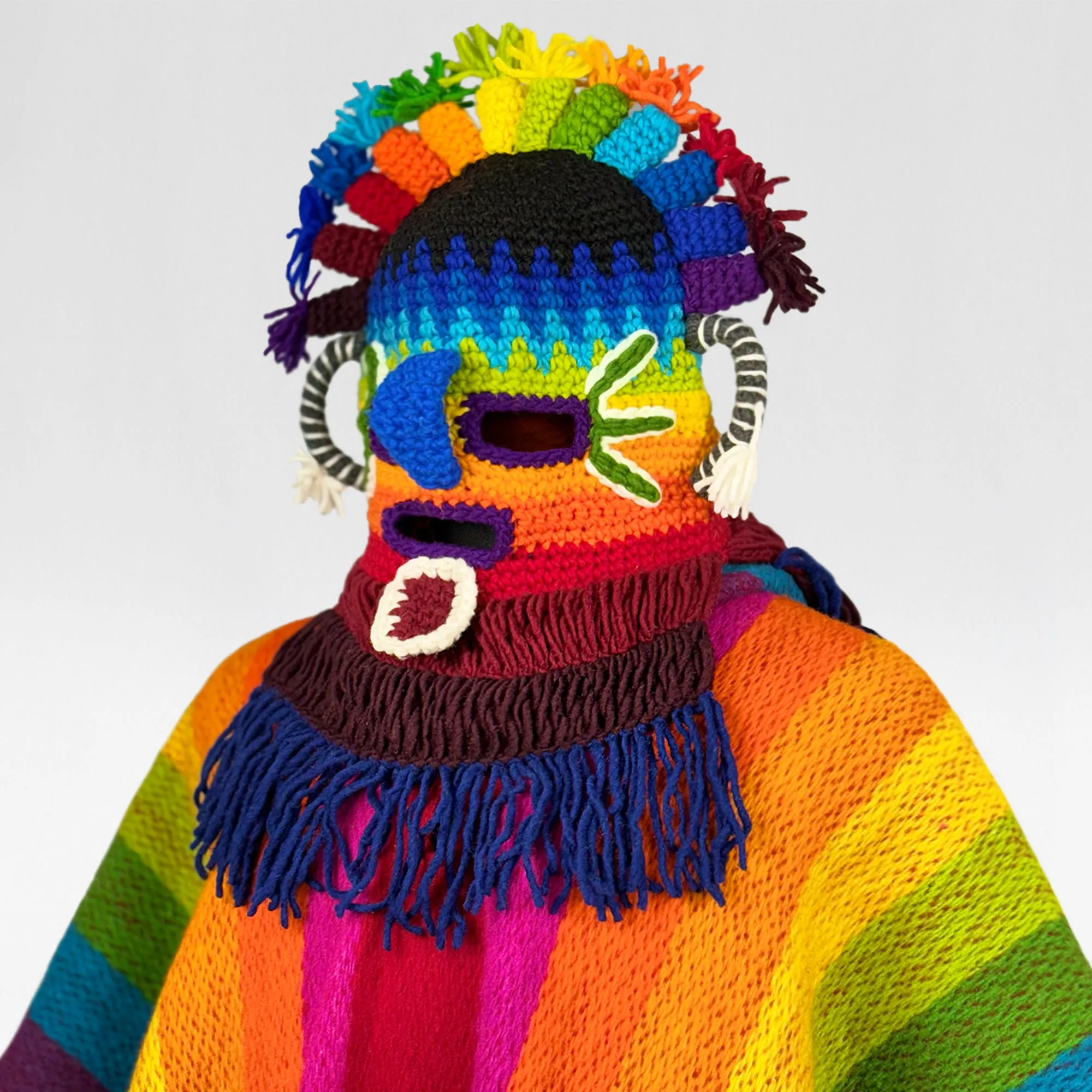 Aya Huma Cable Knit Festival Mask - Handcrafted Ecuadorian Art