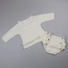 Baby Girls Cream Knitted Jumper With Jam Pants