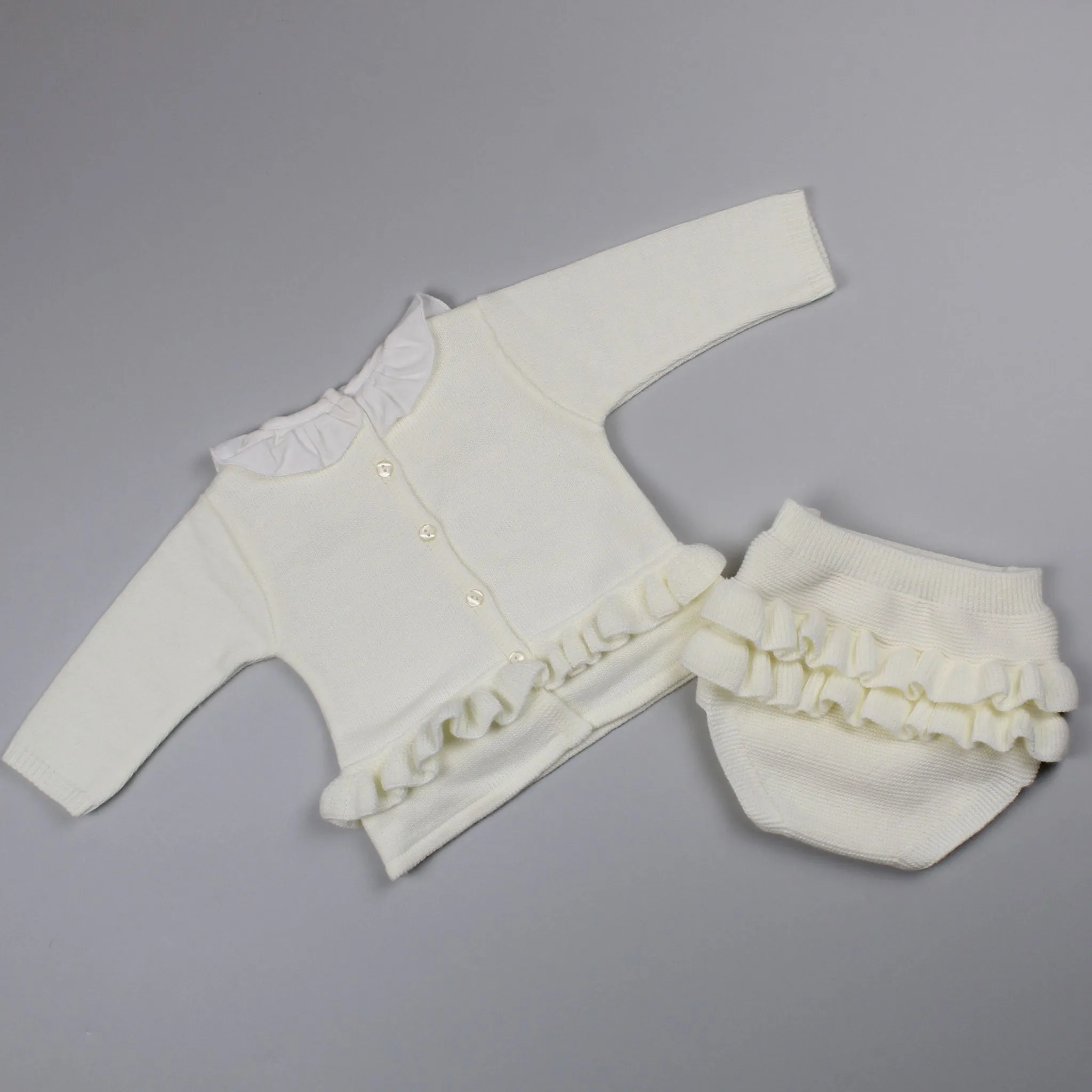 Baby Girls Cream Knitted Jumper With Jam Pants