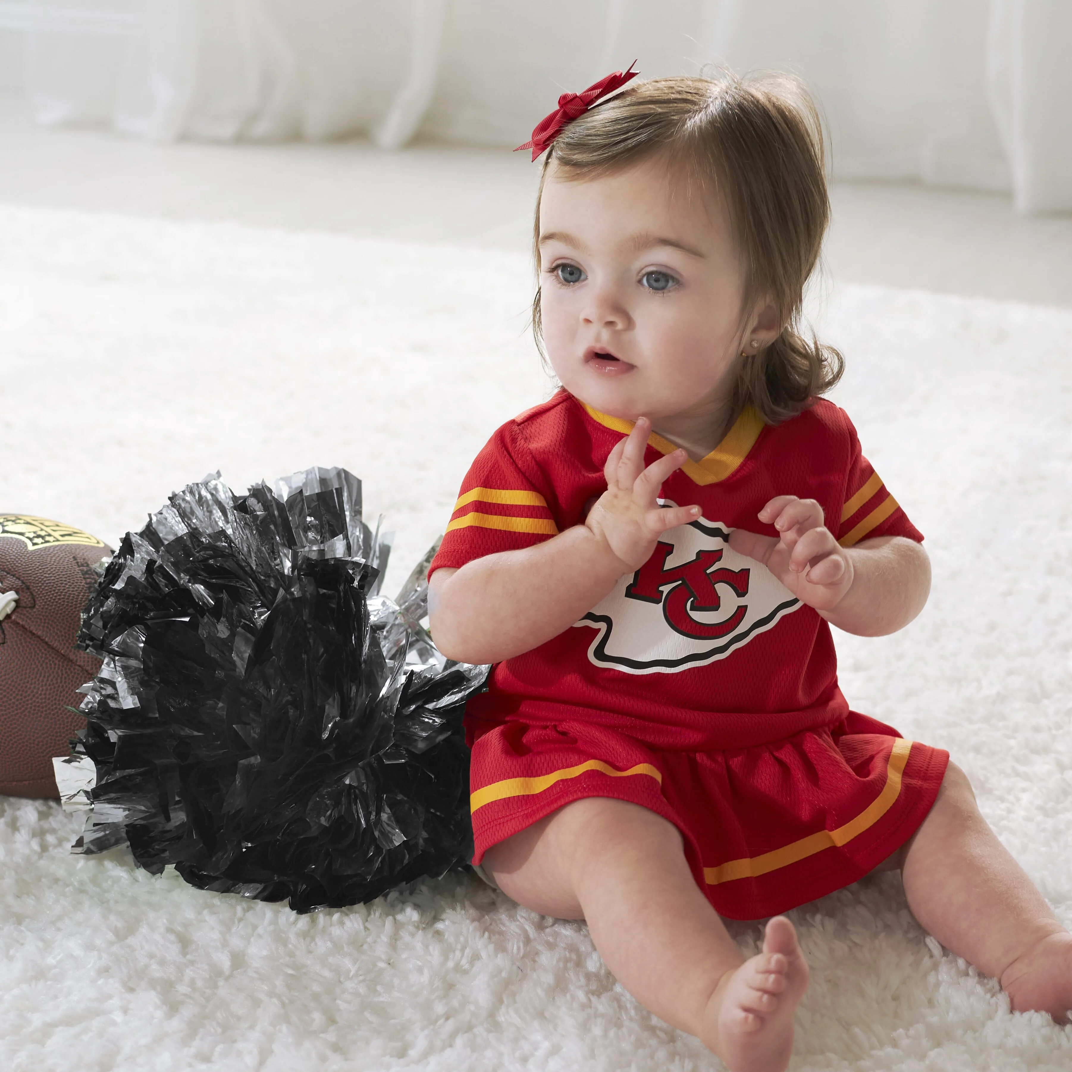 Baby Girls Kansas City Chiefs Dress & Diaper Cover Set