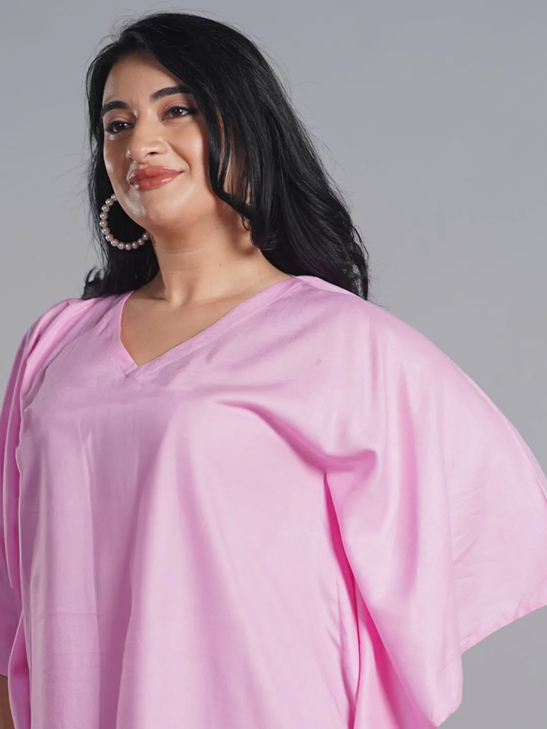 BabyPink Rayon Kaftan - Sophisticated