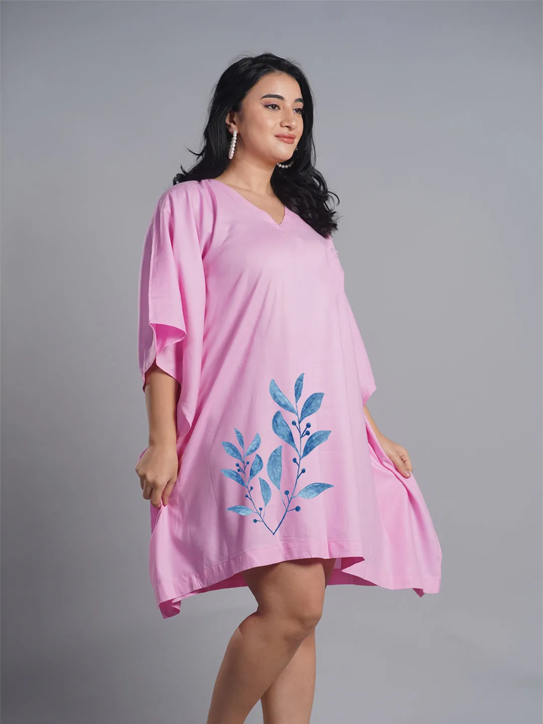 BabyPink Rayon Kaftan - Sophisticated