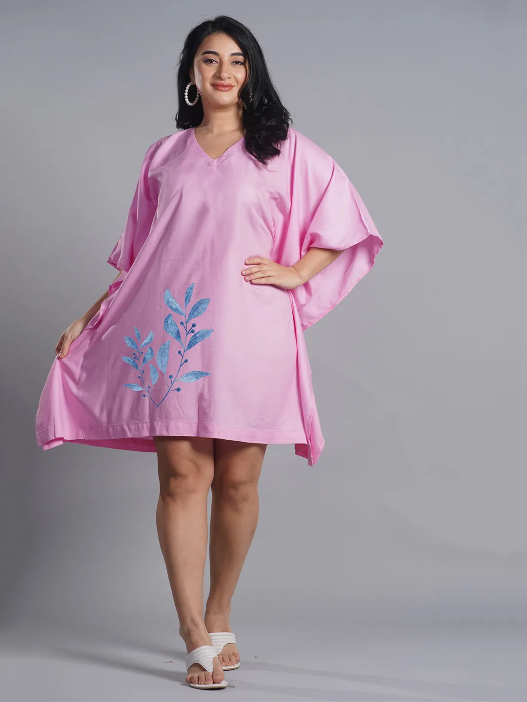 BabyPink Rayon Kaftan - Sophisticated