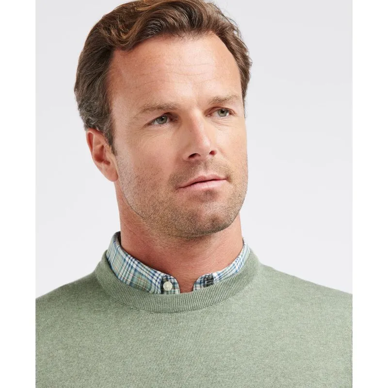 Barbour Light Cotton Crew Neck Mens Jumper - Light Moss