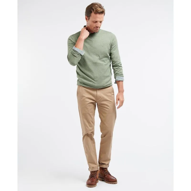 Barbour Light Cotton Crew Neck Mens Jumper - Light Moss