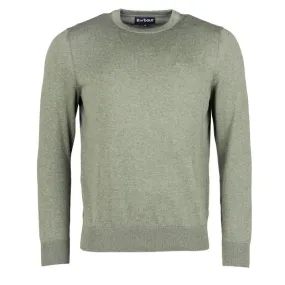 Barbour Light Cotton Crew Neck Mens Jumper - Light Moss