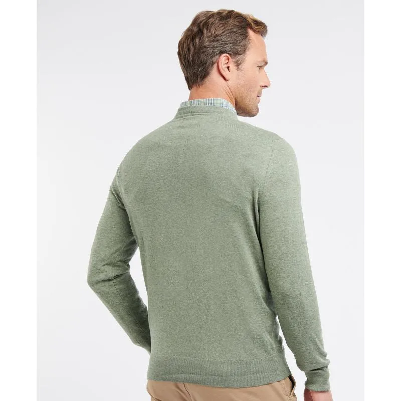 Barbour Light Cotton Crew Neck Mens Jumper - Light Moss