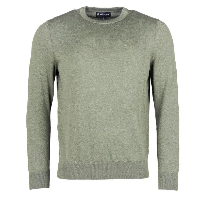 Barbour Light Cotton Crew Neck Mens Jumper - Light Moss