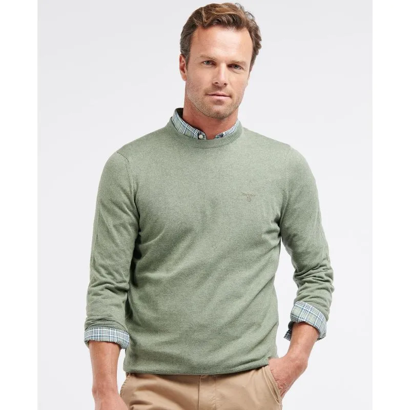 Barbour Light Cotton Crew Neck Mens Jumper - Light Moss