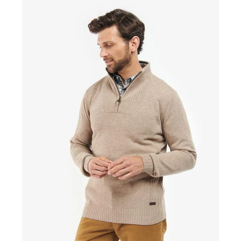 Barbour Nelson Mens Essential Zip Neck Mens Jumper - Stone