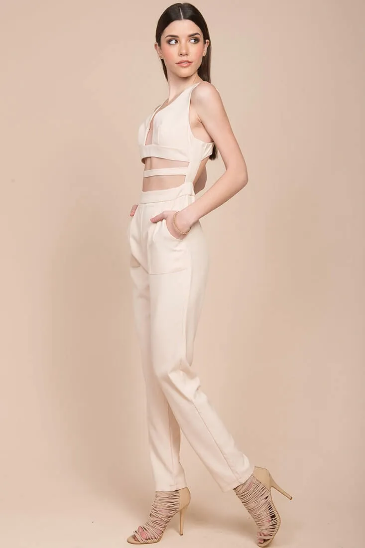 Beverly cutout Dressy Jumpsuit Blush