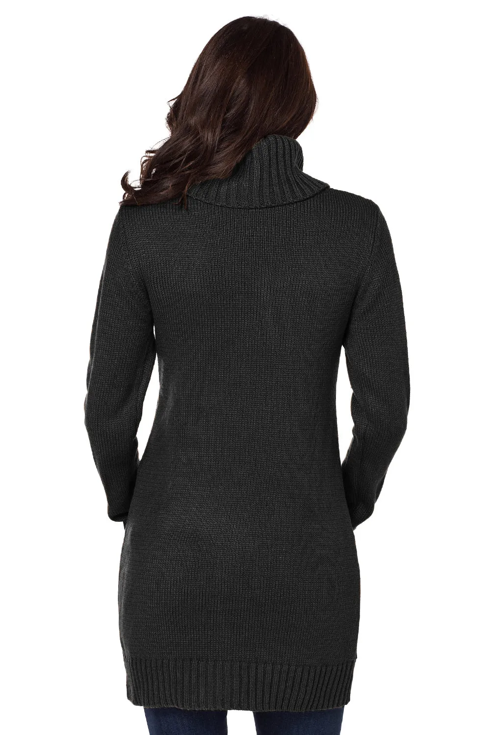 Black Cowl Neck Cable Knit Sweater Dress