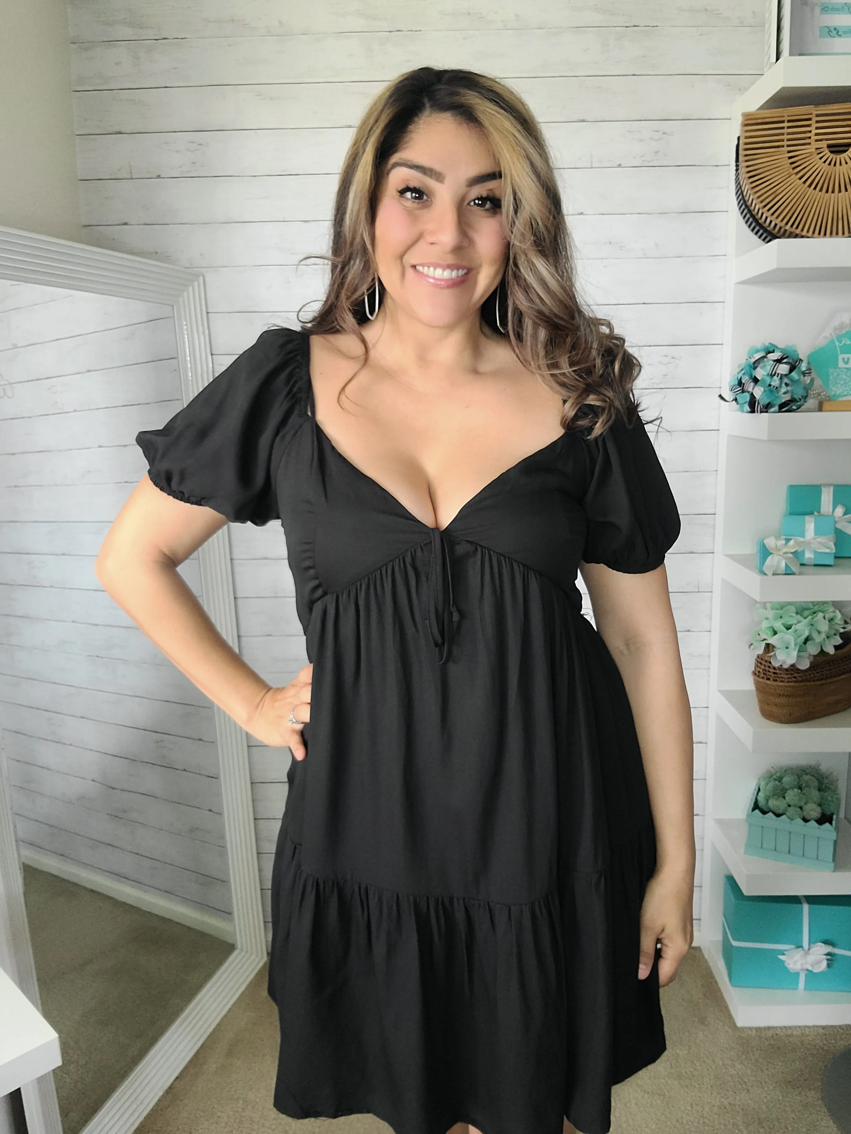 Black Tiered Trapeze Dress