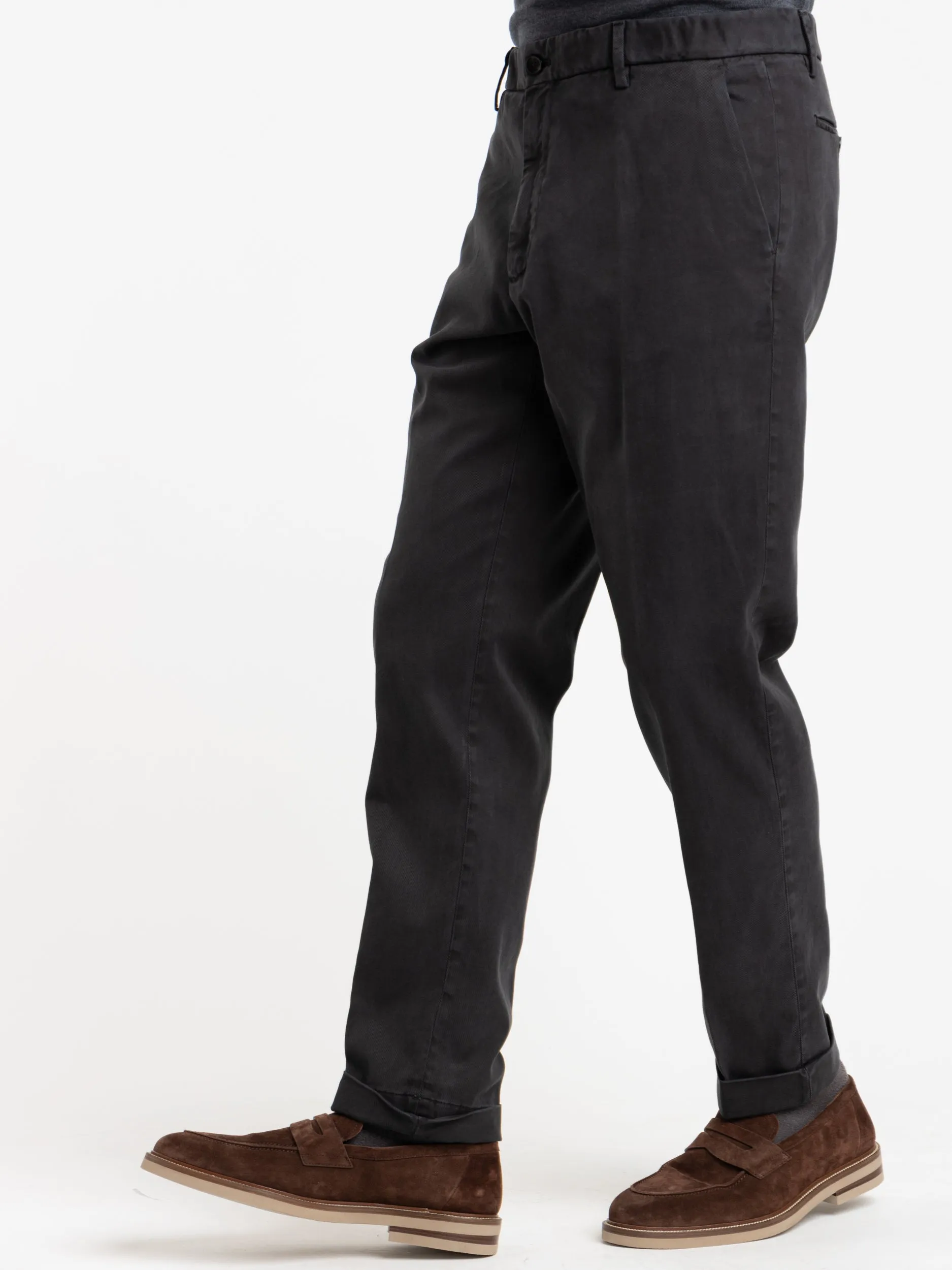 Black Twill Cotton Blend Chinos