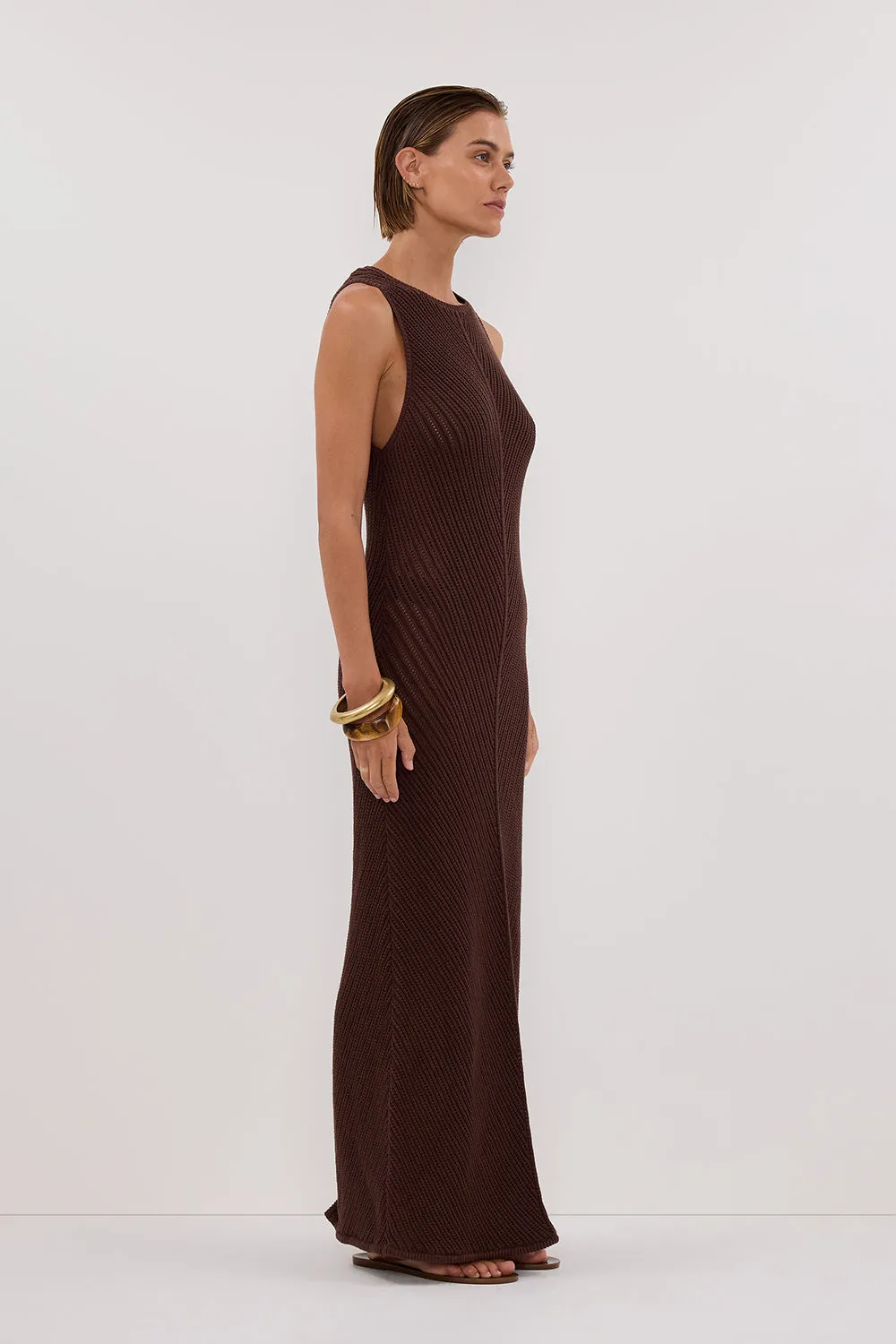 BLOOM CHOC CROCHET KNIT MAXI DRESS