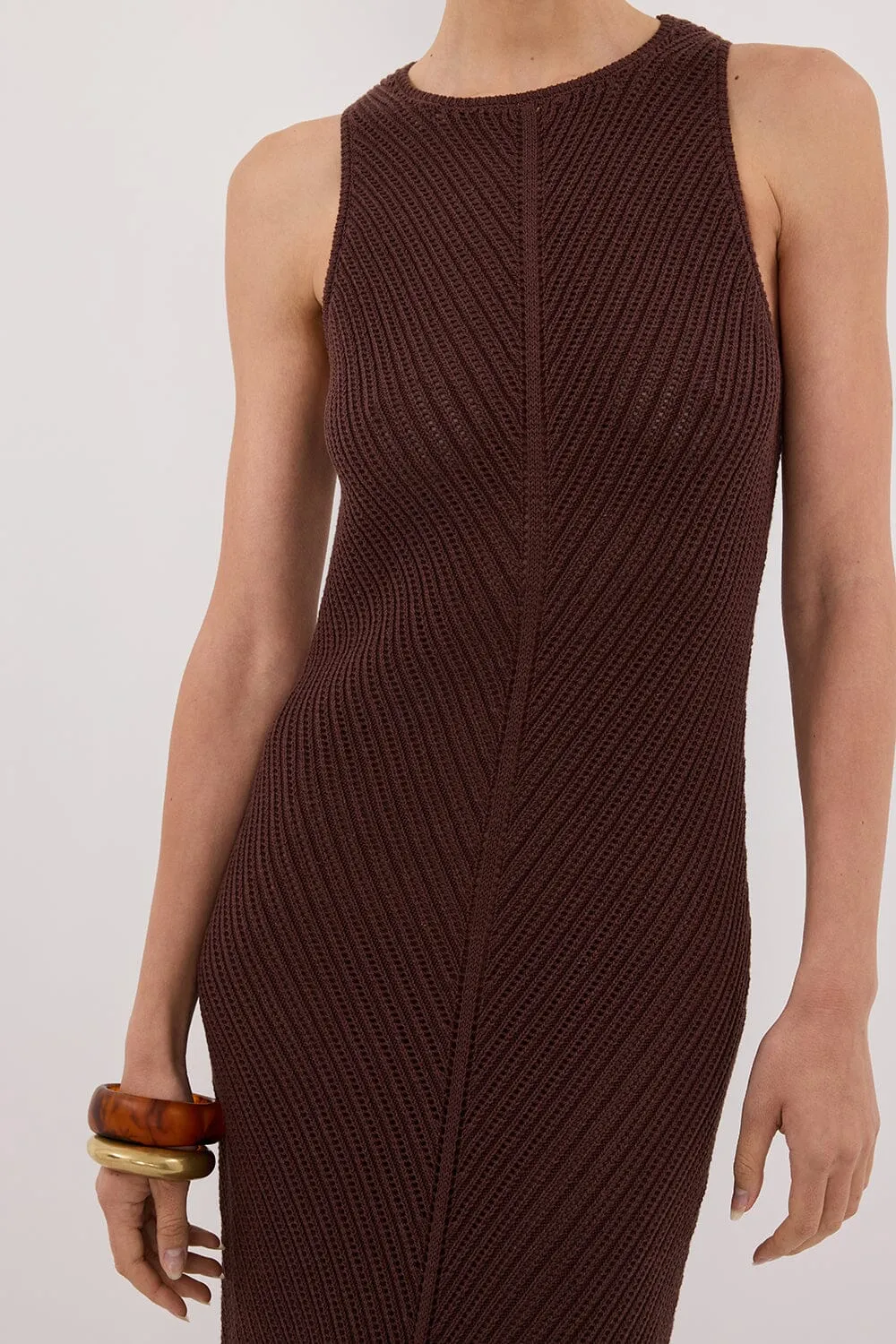 BLOOM CHOC CROCHET KNIT MAXI DRESS