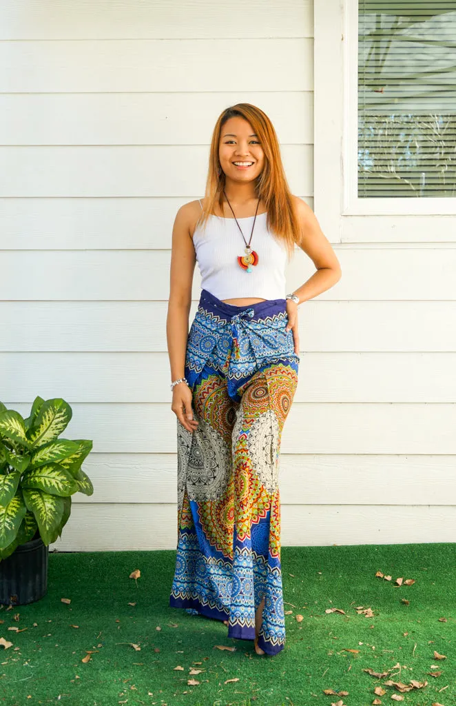 Blue Psychedelic Palazzo Wrap Pants