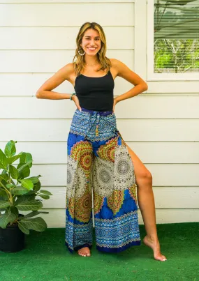 Blue Psychedelic Palazzo Wrap Pants