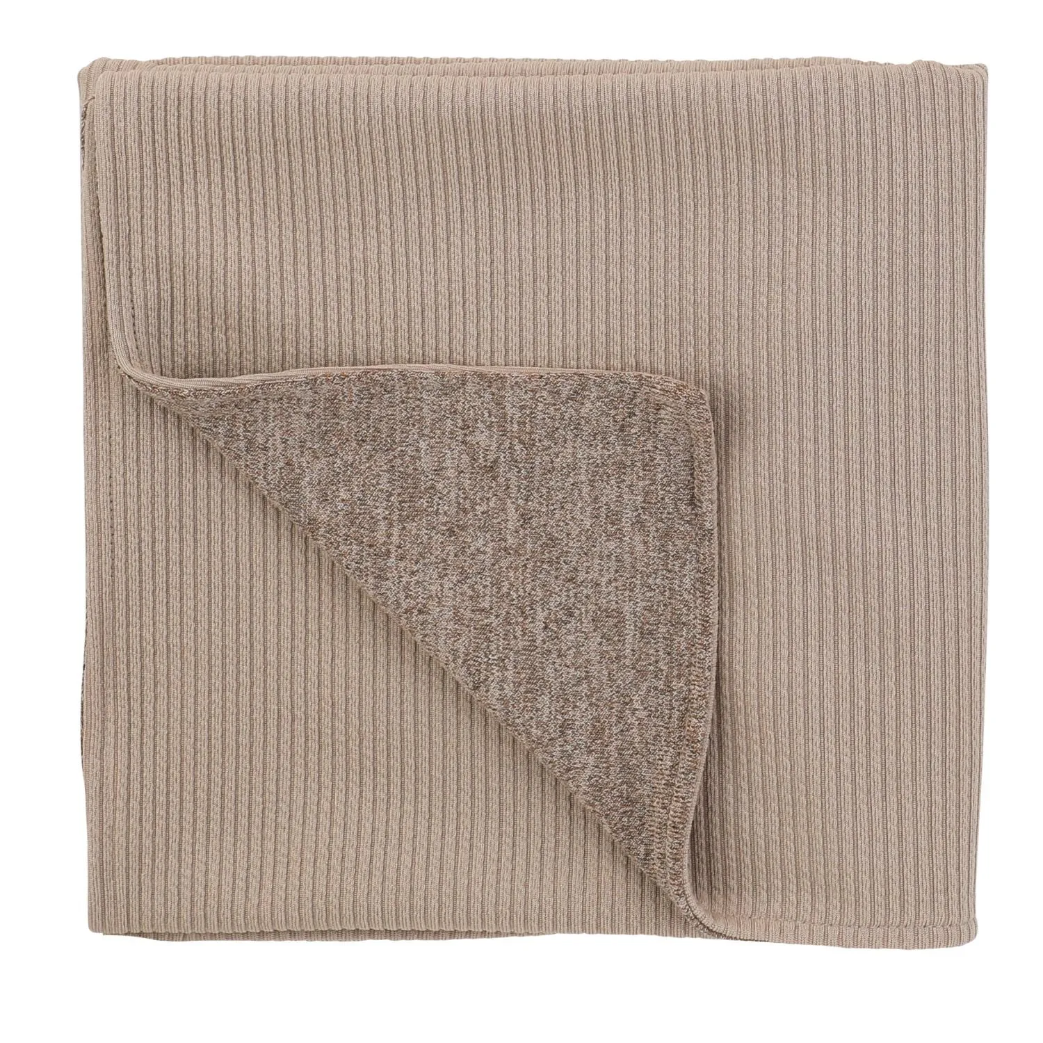 Bondoux Ribbed Heather Combo Tan Knit Blanket