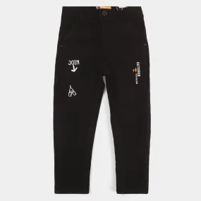 Boys Cotton Pant Out Door-BLACK