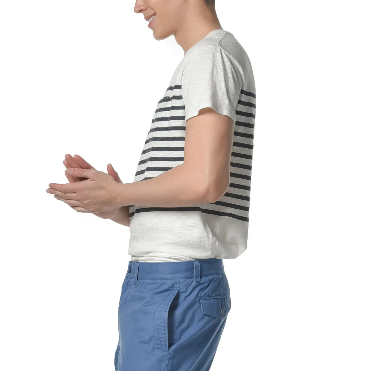 Breton Stripe Tee - Chalk / Blue Graphite