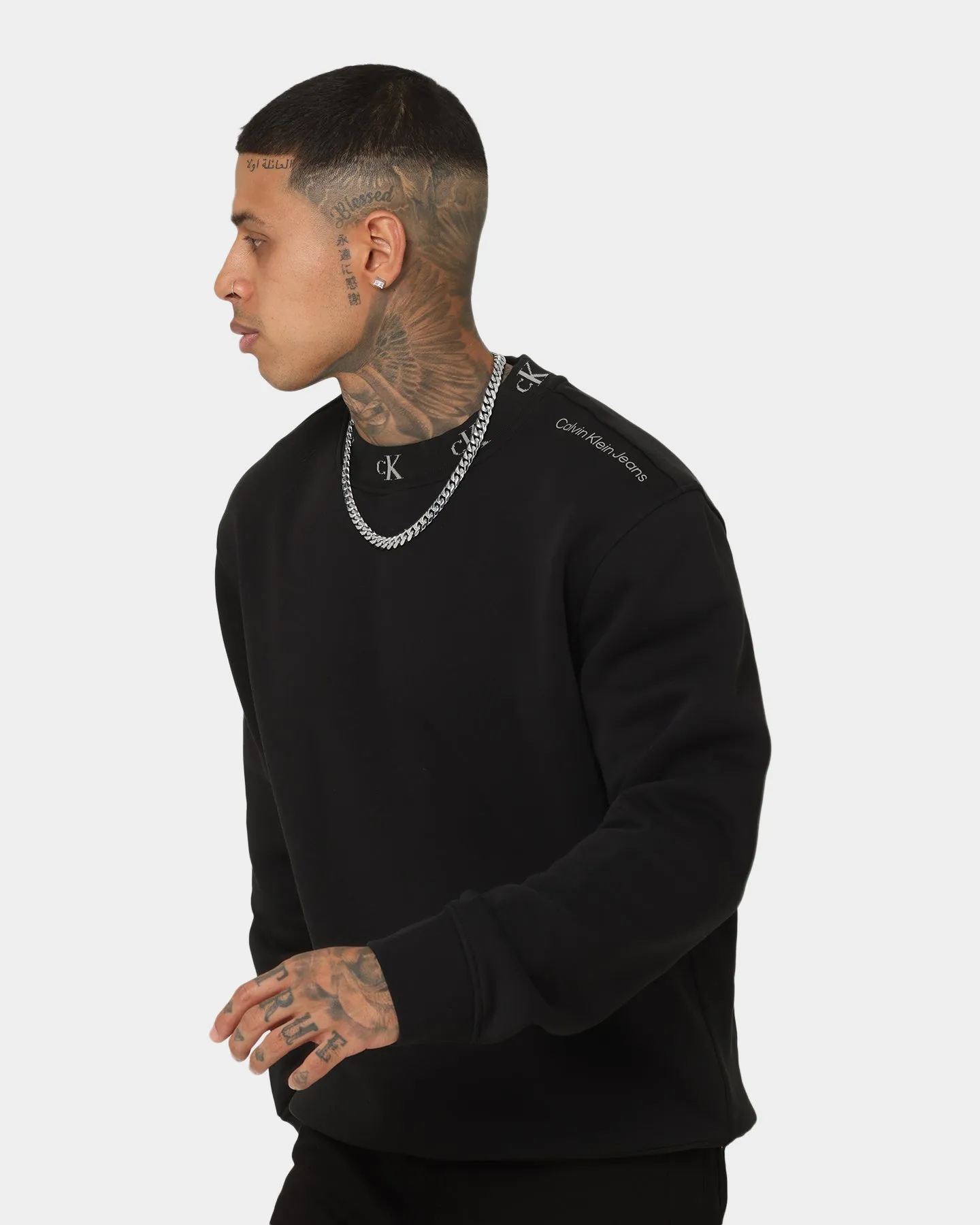 Calvin Klein Logo Jacquard Crewneck Ck Black