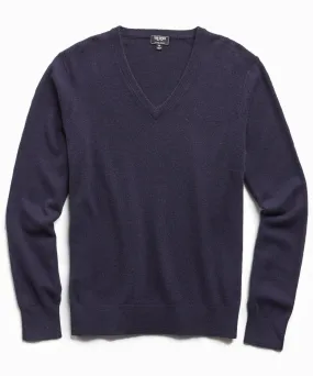 Cashmere V-neck Sweater in Navy