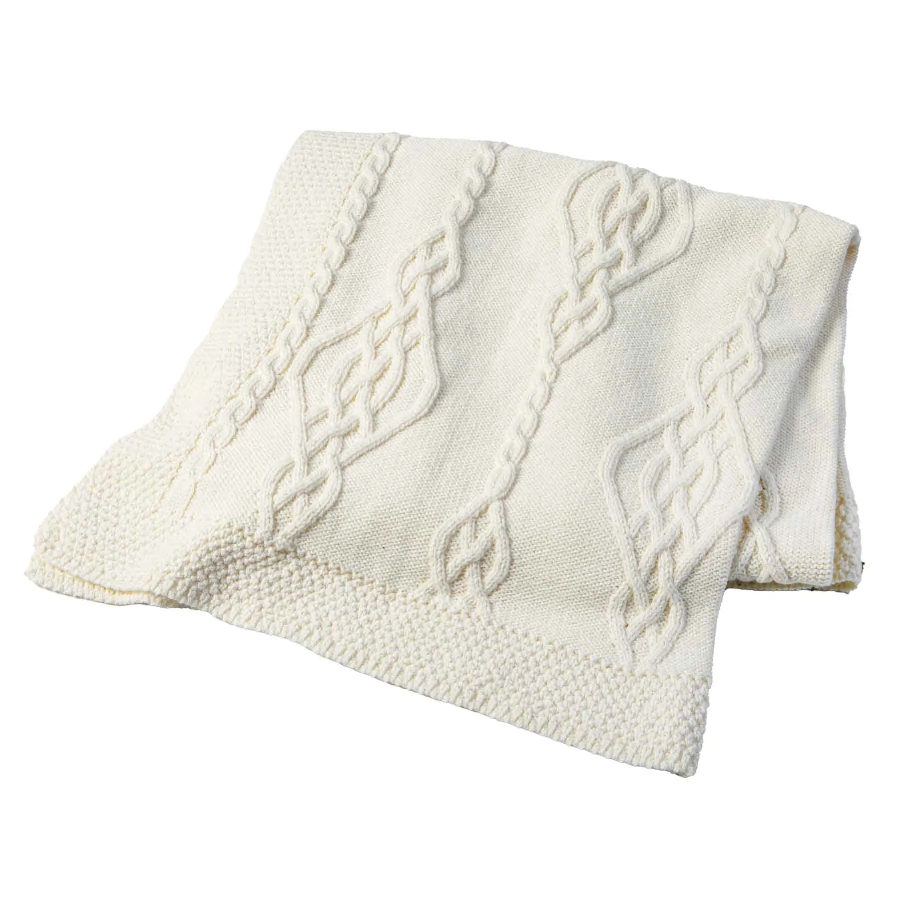 Celtic Aran Knit Throw Blanket- Cream